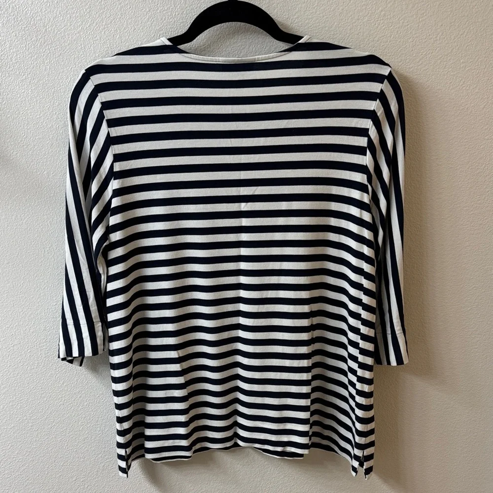 J. Jill Navy and White Striped Long Sleeve Top - Picture 6 of 6